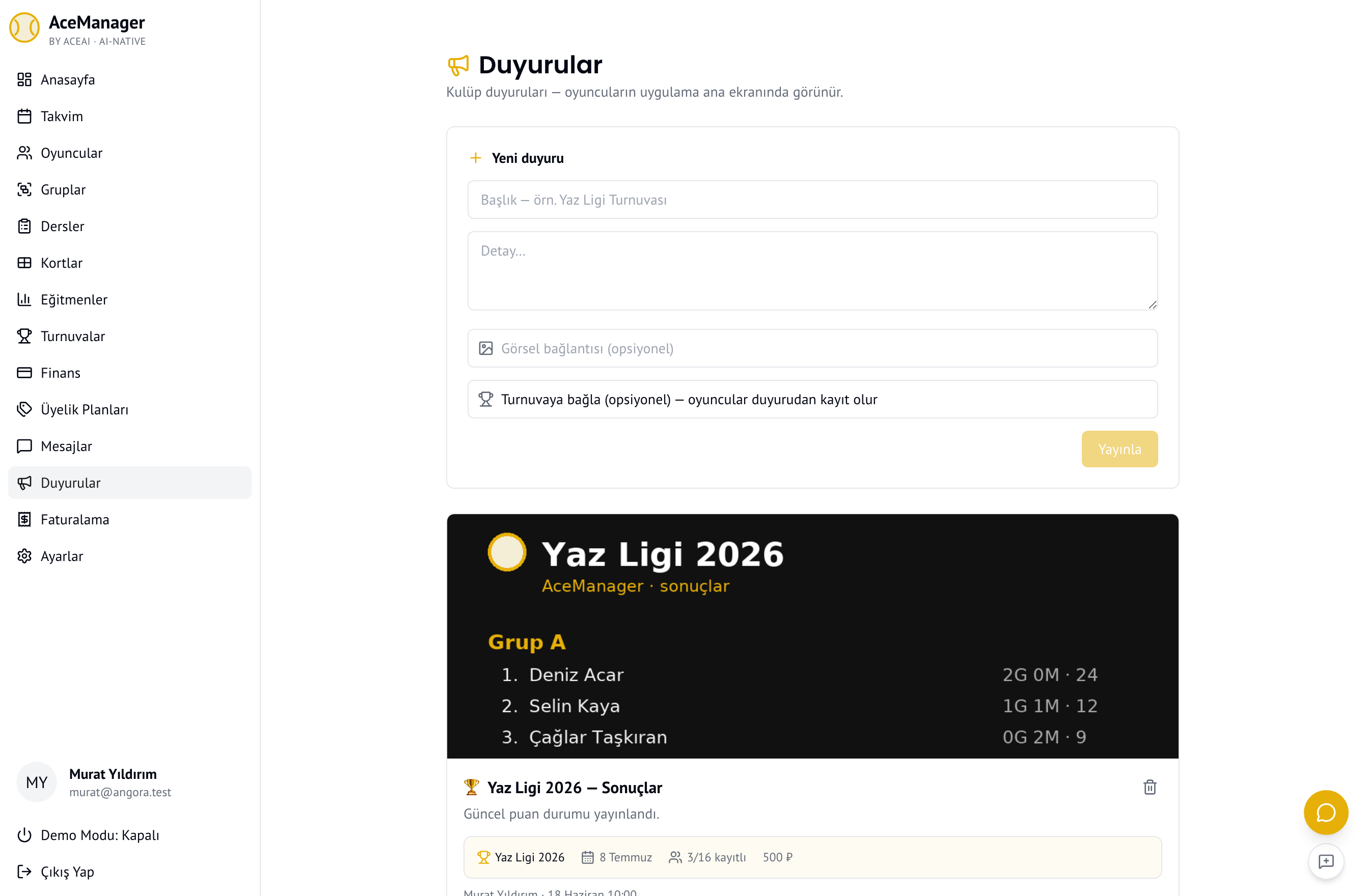 Görselli duyurular, anlık bildirim